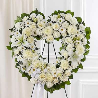 Always Remember Floral Heart Tribute- White