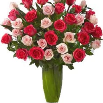 REMARKABLE 36 MIX ROSES ARRANGEMENT