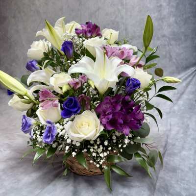White Purple Basket