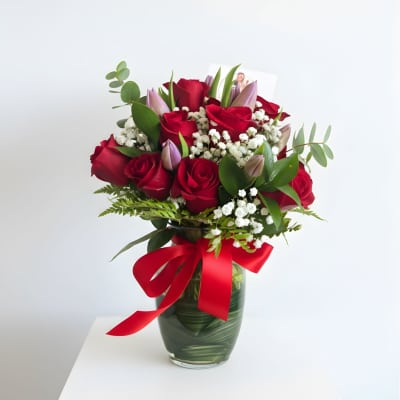 Romantic Garden Rose & Tulip Arrangement