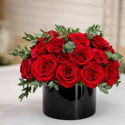 Luxury Red Rose Box Arrangement | Premium Roses in Black Box