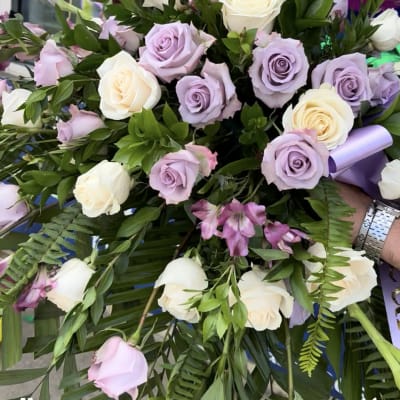 Lavender and White Casket Spray