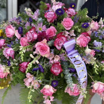 Pink & Purple Meadow Casket Spray