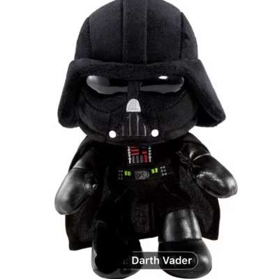 Darth Vader plush toy in black armor and helmet