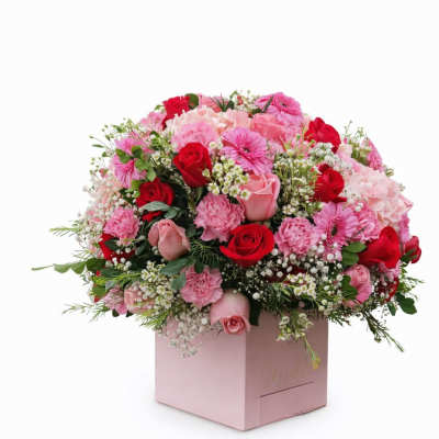 Premium Pink & Red Rose Floral Box Arrangement