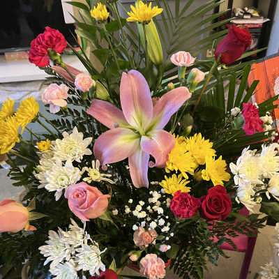 Valentine’s Day basket arrangement