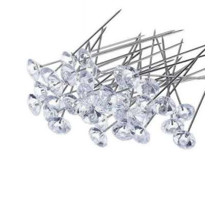 Bundle of clear crystal floral picks with long silver stems