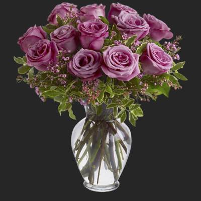 A Dozen Lavender Roses