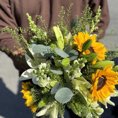 Sunflower & White Lily Bouquet Bridal Bouquet