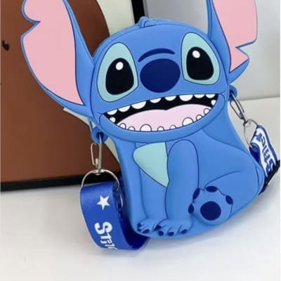 Blue Stitch-shaped bag with a shoulder strap