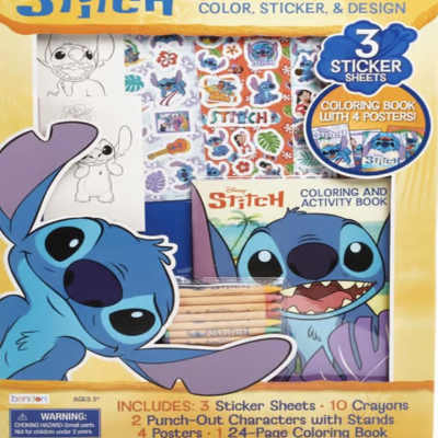 Disney Stitch coloring and sticker activity set with crayons and booklets