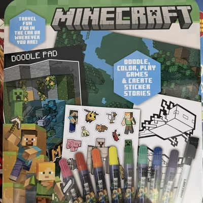 Minecraft activity tin with markers, stickers, and coloring sheets