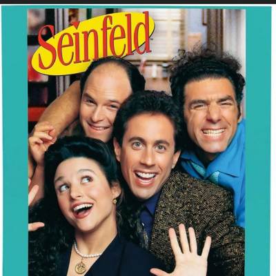 Seinfeld jigsaw puzzle box with cast photo and logo