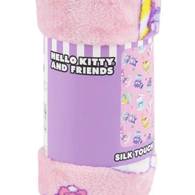 Hello Kitty and Friends plush blanket rolled in packaging