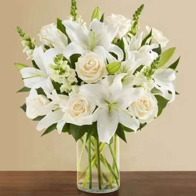 Classic All White Arrangement for Sympathy
