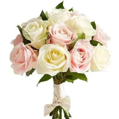 Ivory and Pink Roses Wedding Bouquet