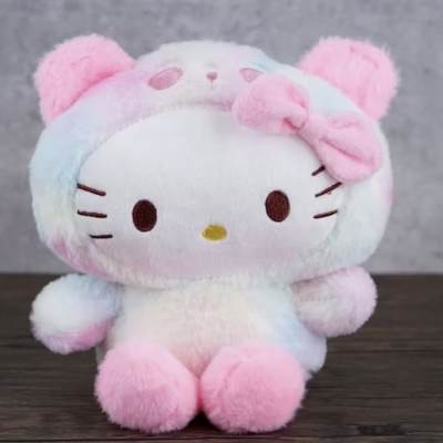 Pastel Hello Kitty plush toy with a pink bow