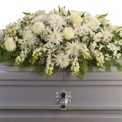 Enduring Love All White Casket Cover Spray