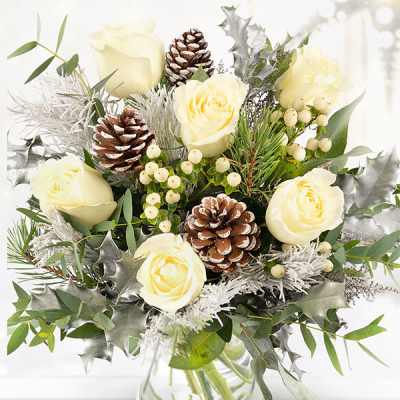 Frosted White Roses Bouquet