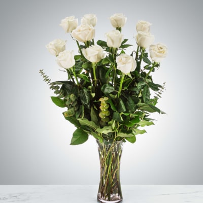 Dozen Long Stemmed White Roses