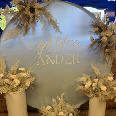 Pampas Baptism Round Arch