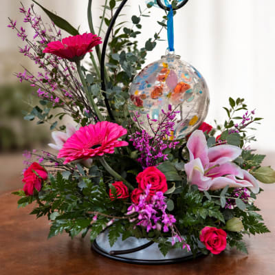 Glass Orb with Designer's Choice Flowers