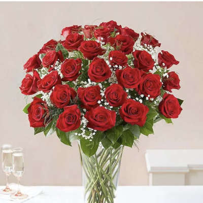 Grandeur Long Stem Rose Arrangement by BloomNation™