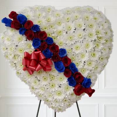 Red, Blue and white bleeding heart