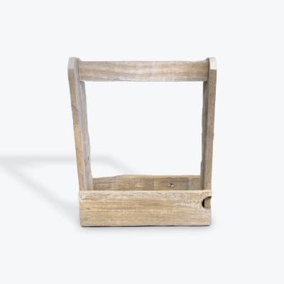 Rustic wooden rectangular frame with an open center