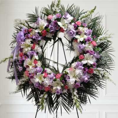 Lavender, pink and white standing Wreath