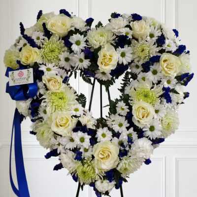 Blue and white open heart