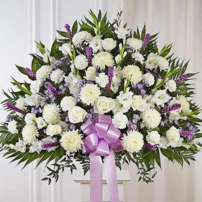 Lavender and White standing basket