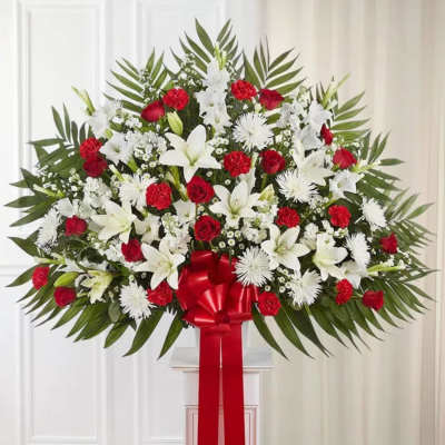 Red and White standing basket