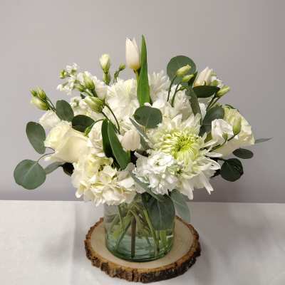 All white cylinder arrangements