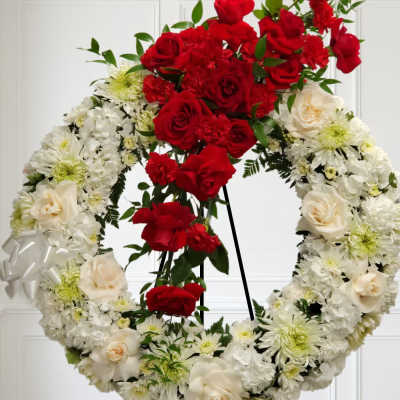 White and red wreath