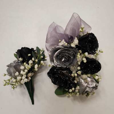 Corsages silver and black