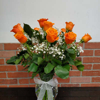 Dozen orange roses