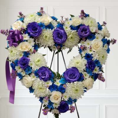 white, Blue and purple open heart