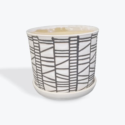 Patterned ceramic planter with matching saucer