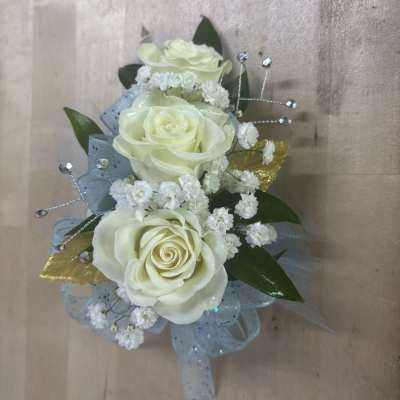 White rose wrist corsage