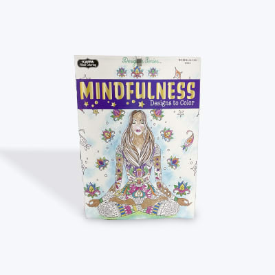 Mindfulness coloring book with a meditating woman on the cover