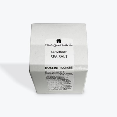 White box labeled Sea Salt car diffuser