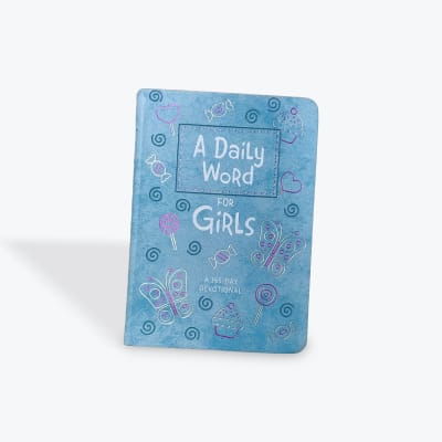 Blue devotional book titled A Daily Word for Girls