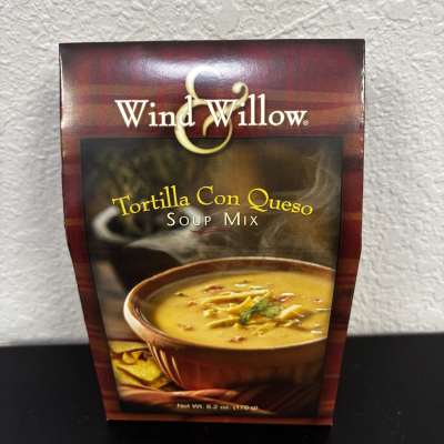 A box of Wind Willow Tortilla Con Queso soup mix