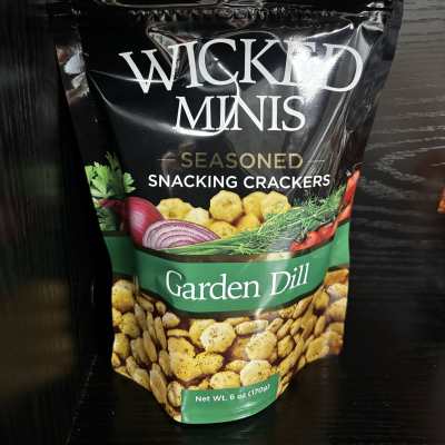 Bag of Wicked Minis garden dill snacking crackers