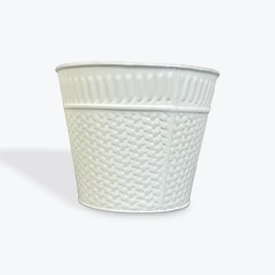 White textured ceramic planter pot