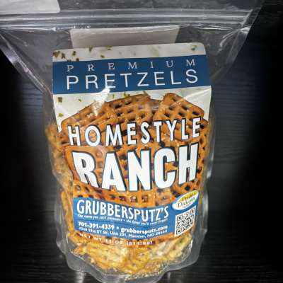 Bag of homestyle ranch pretzels in clear packaging