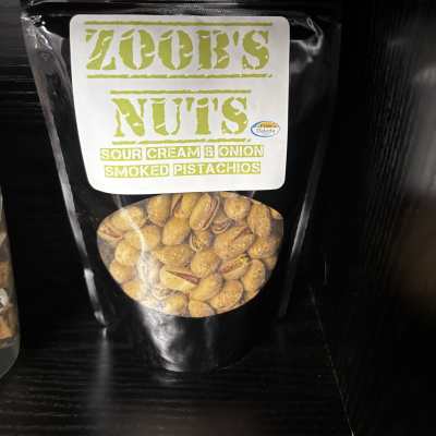 Black bag of sour cream and onion smoked pistachios