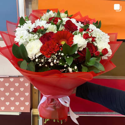 Red and White Hand Bouquet
