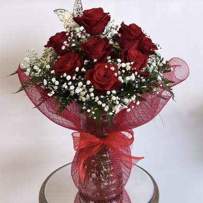 Dozen Roses In Vase